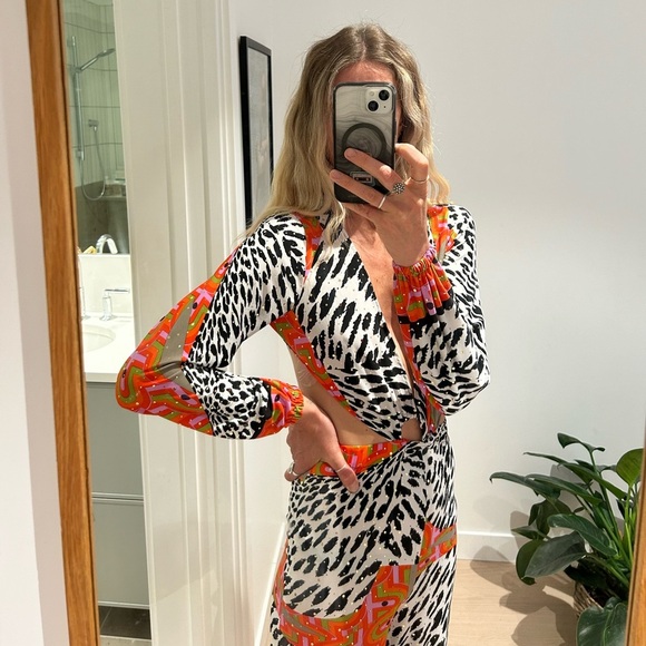 Handmade Leopard Zebra Print Cut Out Festival Wide Leg Palazzo Jumpsuit - Picture 4 of 17